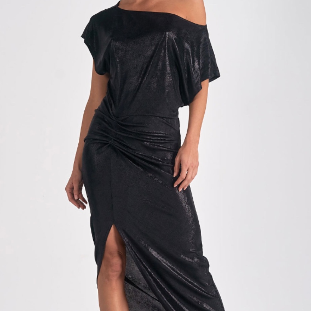Shimmering Black Midi Dress